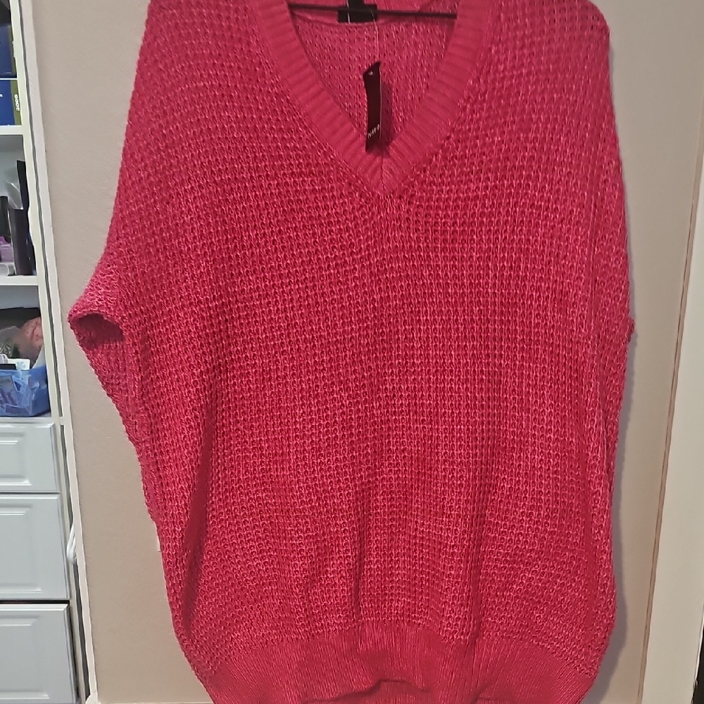 Torrid Pink V-Neck Sweater with Textured Knit